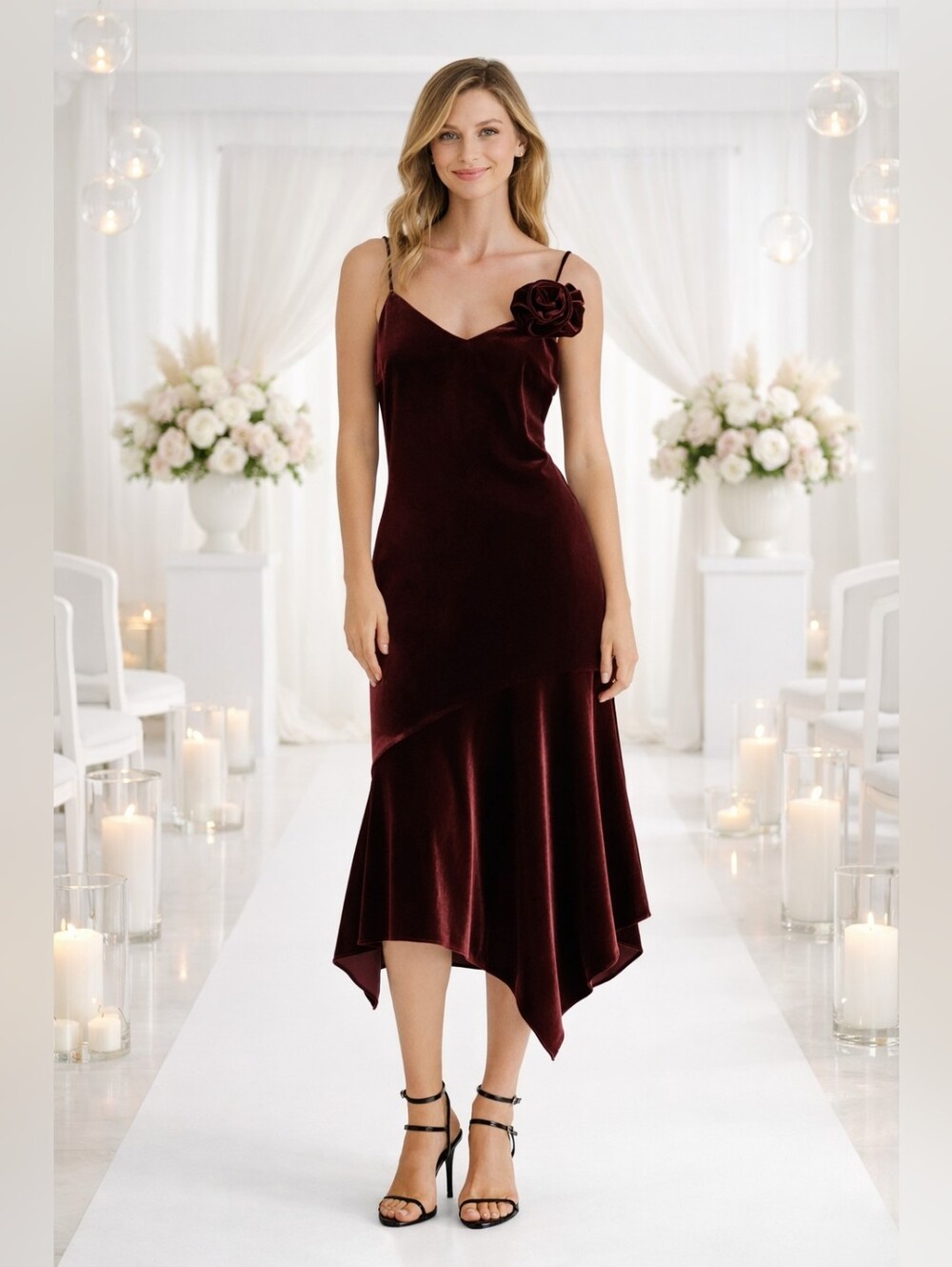 - Steve Madden Asymetric Burgundy Velvet Dress. NWT Size Medium